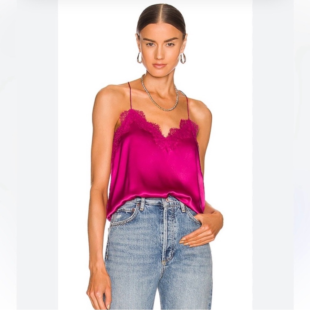 Cami NYC Fuchsia Pink Lace Trim Camisole